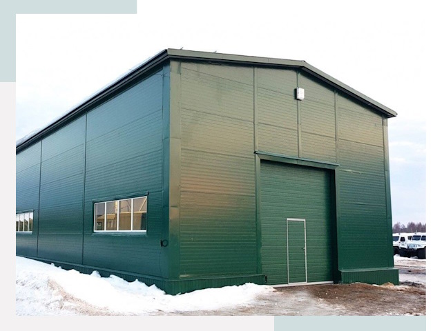 Двускатные ангары в Сарове